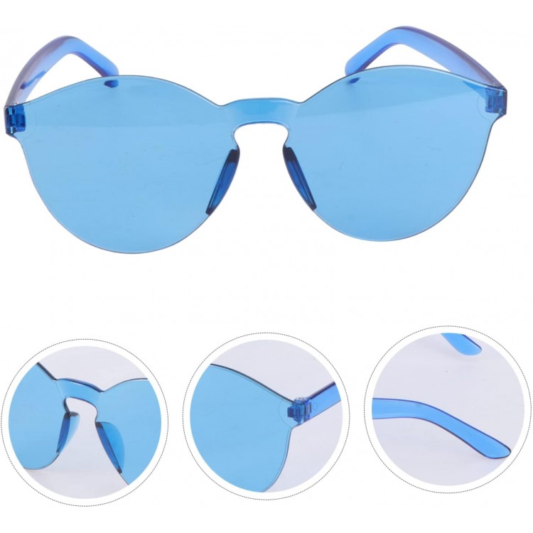 Hard Mika Oval Frameless Blue Glasses Retro Party 5x14 cm Hard Mika Oval Frameless Blue Glasses Retro Party 5x14 cm