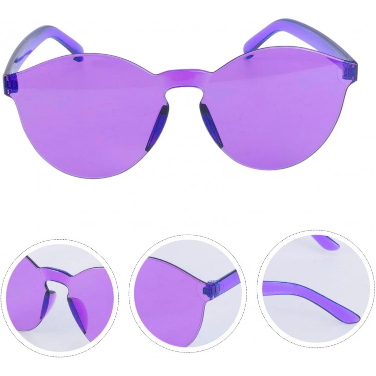 Hard Mika Oval Frameless Purple Glasses Retro Party 5x14 cm Hard Mika Oval Frameless Purple Glasses Retro Party 5x14 cm