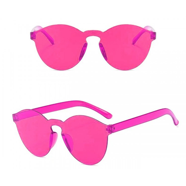 Hard Mika Oval Frameless Fuchsia Glasses Retro Party 5x14 cm Hard Mika Oval Frameless Fuchsia Glasses Retro Party 5x14 cm