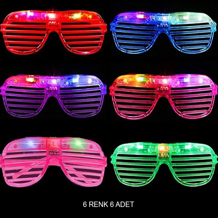 Lighted Shutter Strip LED Party Glasses 6 Colors 6-Piece Set Lighted Shutter Strip LED Party Glasses 6 Colors 6-Piece Set