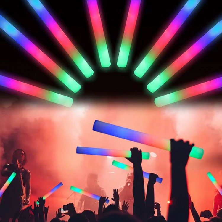 3 Modes Rubber Lighted Sponge Party Stick with Led Light - 46 cm (Pack of 6)