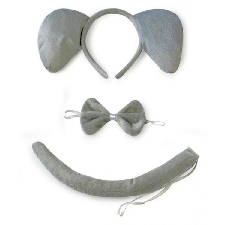 Elephant Costume Accessory Set of 3 - Crown Bow Tie Tail