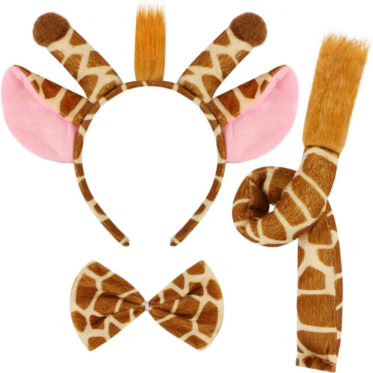 Giraffe Costume Accessory Set of 3 - Crown Bow Tie Tail
