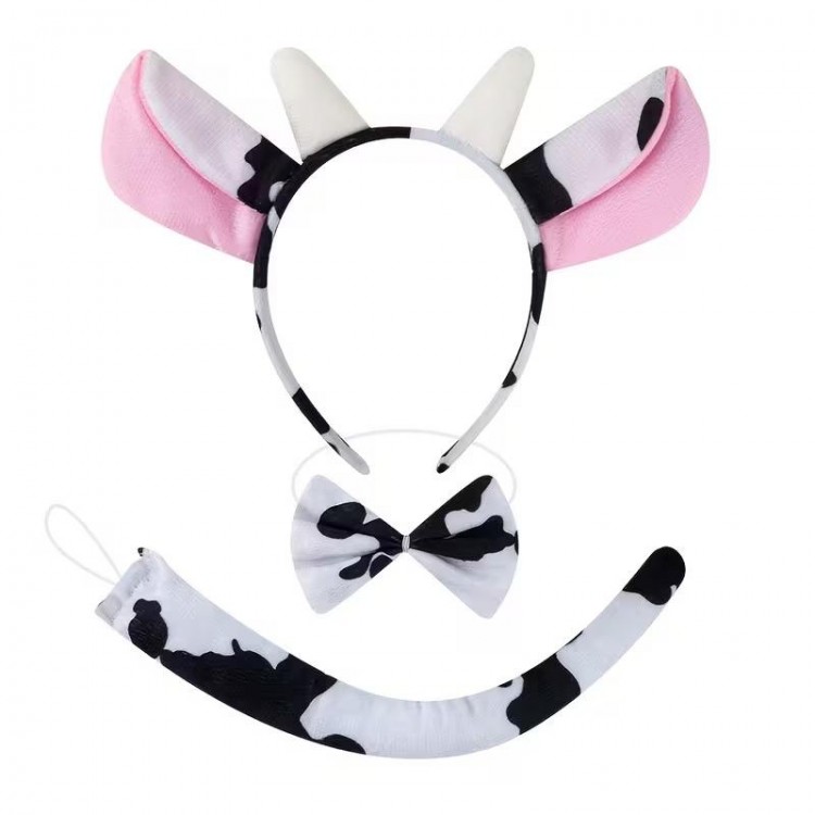 Cow Costume Accessory Set of 3 - Crown Bow Tie Tail