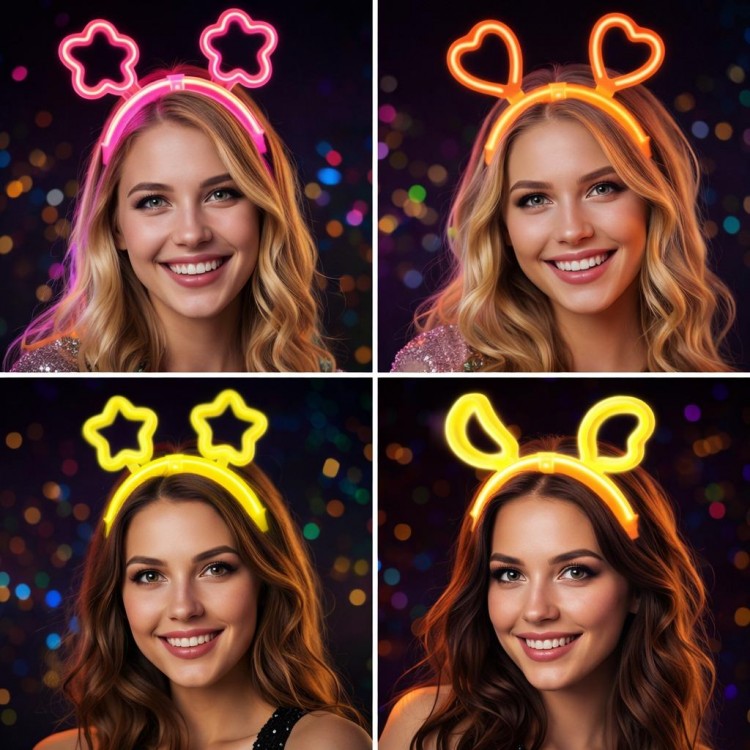 Karanlıkta Parlayan Glow Taç Seti 12 Adet – Yıldız Kalp Ay Çiçek (Her Model 3 Adet) Karanlıkta Parlayan Glow Taç Seti 12 Adet – Yıldız Kalp Ay Çiçek (Her Model 3 Adet)