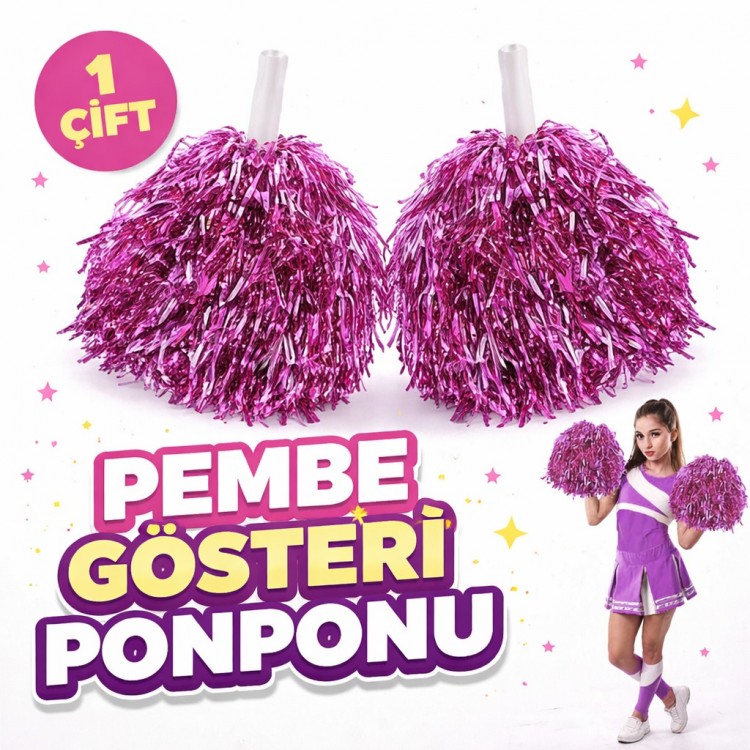 1 Pair (2 Pieces) Pink Color April 23 May 19 October 29 School Performance Pom-Poms 1 Pair (2 Pieces) Pink Color April 23 May 19 October 29 School Performance Pom-Poms