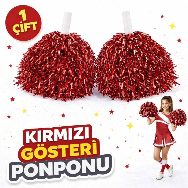 1 Pair (2 Pieces) Red Color April 23 May 19 October 29 School Performance Pom-Poms 1 Pair (2 Pieces) Red Color April 23 May 19 October 29 School Performance Pom-Poms