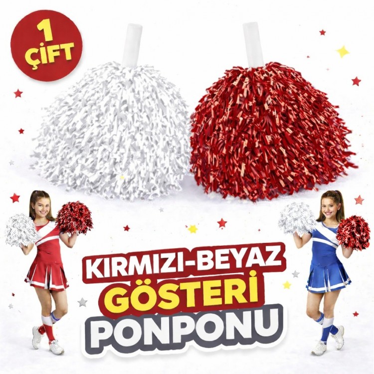 1 Pair (2 Pieces) Red-White Color April 23 May 19 October 29 School Performance Pom-Poms Extra Plush 1 Pair (2 Pieces) Red-White Color April 23 May 19 October 29 School Performance Pom-Poms Extra Plush