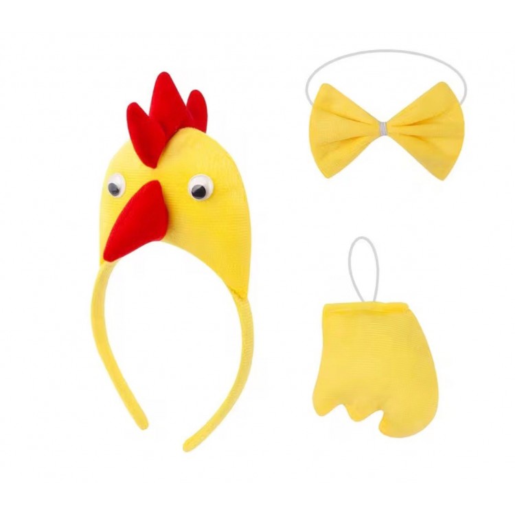 Children's Rooster Chicken Costume Set 3 Pieces (Crown + Bow Tie + Tail)