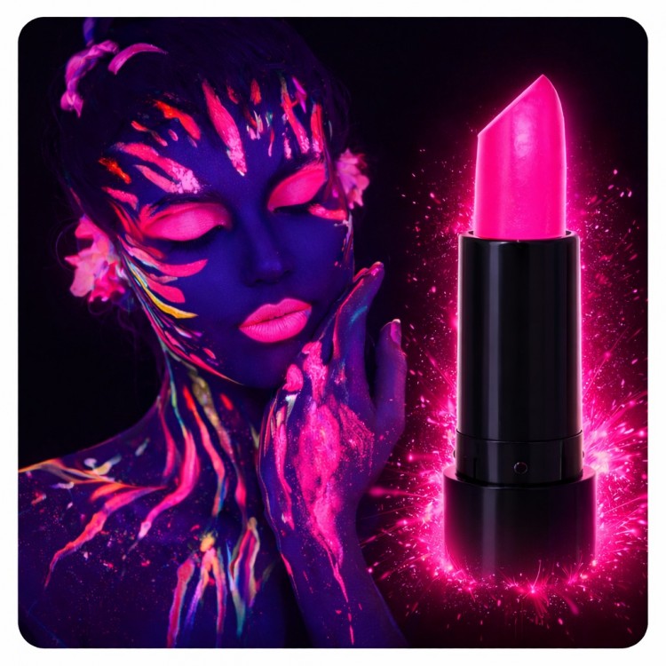 UV Neon Pink Lipstick – Glow-in-the-Dark Makeup Paint