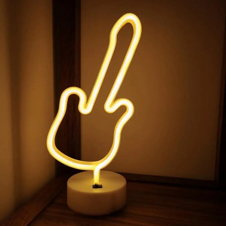 Neon Guitar Desk Lamp Battery + USB Neon Guitar Desk Lamp Battery + USB