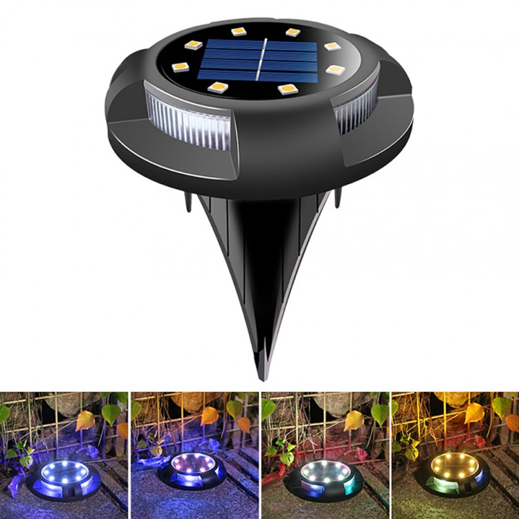 4-Piece Solar Panel Ground Stake Solar LED 8+4 RGB LED