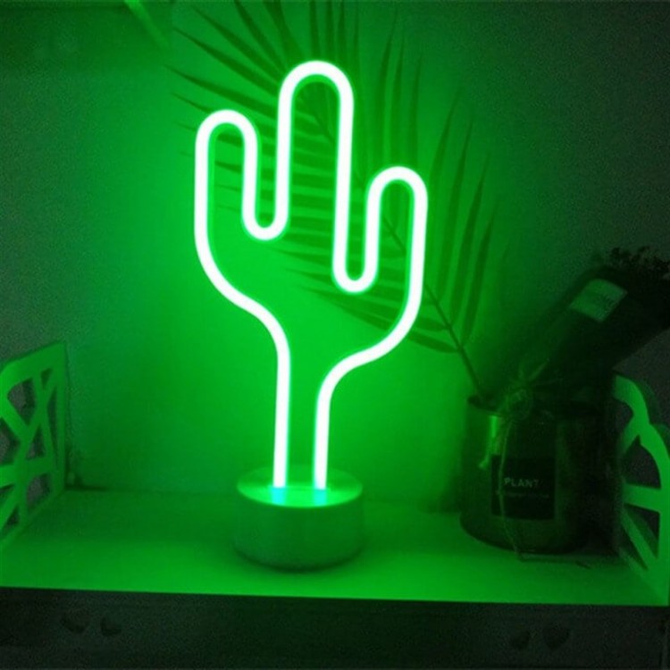 Neon Light Cactus Table Night Lamp Battery and USB Neon Light Cactus Table Night Lamp Battery and USB