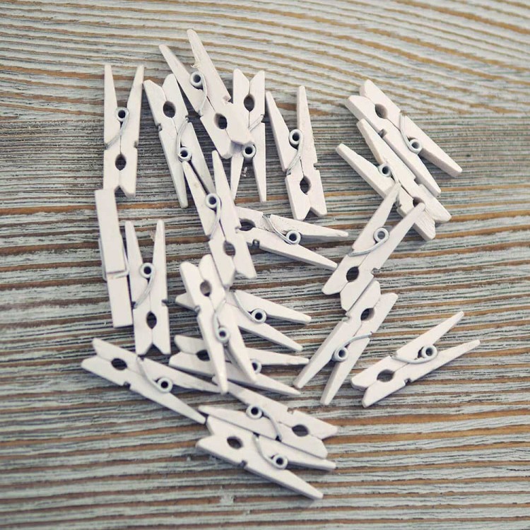 50 White Wooden Clips 3.5 cm 10-Piece Pack 500 Pieces