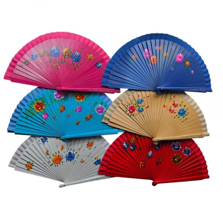 Bamboo Double-Sided Fan Assorted Colors 12-Piece Pack Bamboo Double-Sided Fan Assorted Colors 12-Piece Pack