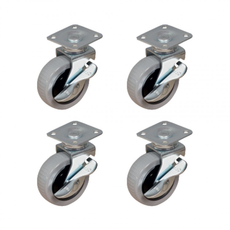 Furç Tablalı Bilyalı Teker (Frenli) - 20x50 - Gri HKS177 - 4 Adet