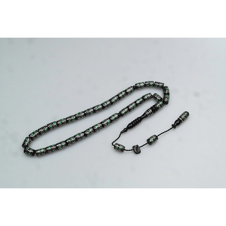 Oltu Stone Green Knitted Embroidered Rosary Oltu Stone Green Knitted Embroidered Rosary