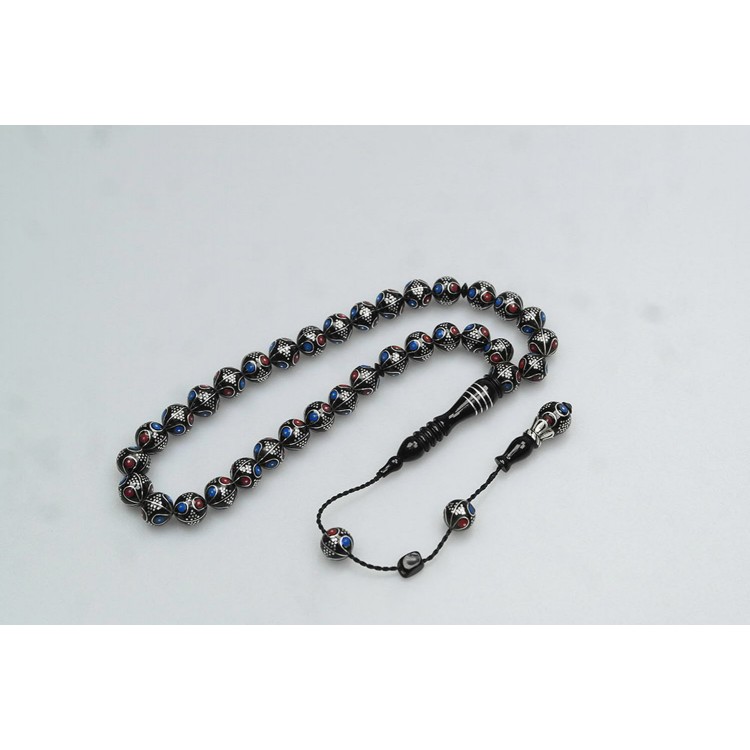 Oltu Stone Two-Color Watermelon Drop Beaded Prayer Beads Oltu Stone Two-Color Watermelon Drop Beaded Prayer Beads