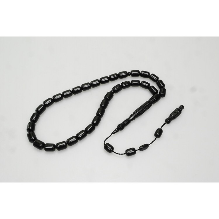 Jet Stone Nakkaş Imamate Plain Prayer Beads