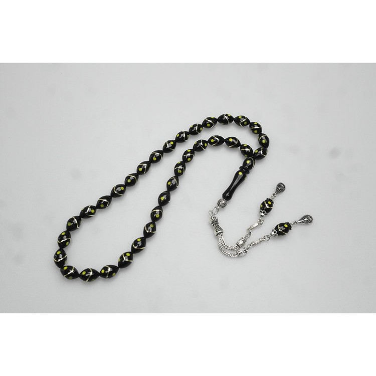 Single Zigzag Brass Yellow Embroidery Prayer Beads