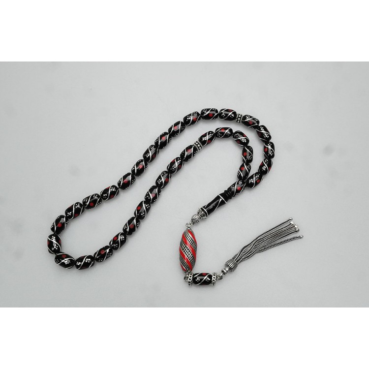 Oltu Stone Capsule Cut Fountain Red Processed Prayer Beads Oltu Stone Capsule Cut Fountain Red Processed Prayer Beads
