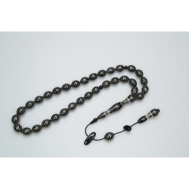 Oltu Stone Honeycomb Embroidered Rosary Oltu Stone Honeycomb Embroidered Rosary