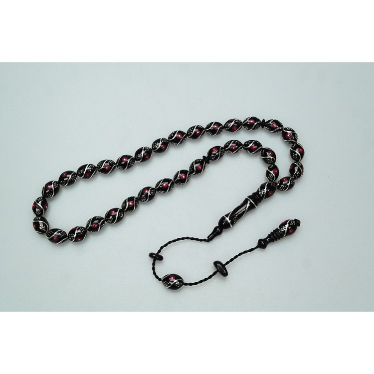 Oltu Stone White Model Fountain Red Engraved Prayer Beads Oltu Stone White Model Fountain Red Engraved Prayer Beads