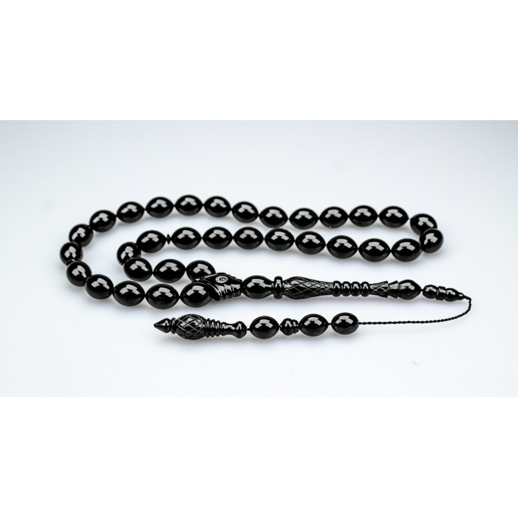 Oltu Stone Special Series Imame Diamond Carved Prayer Beads