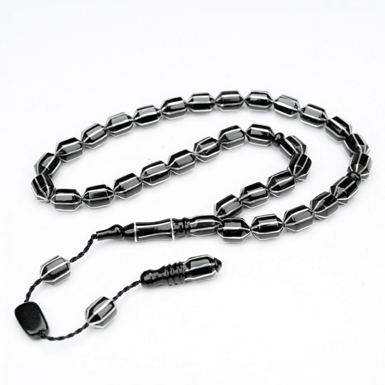 Oltu Stone Shaved Cut Watermelon Embroidered Prayer Beads Oltu Stone Shaved Cut Watermelon Embroidered Prayer Beads