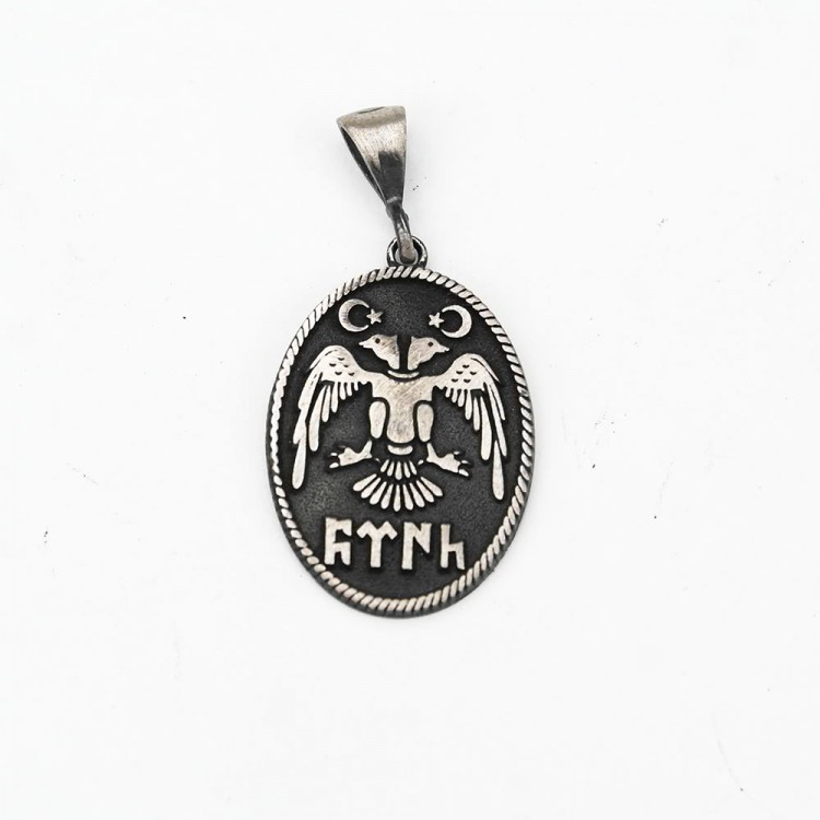Double-Headed Eagle Double-Sided Silver Model Men's Necklace Double-Headed Eagle Double-Sided Silver Model Men's Necklace