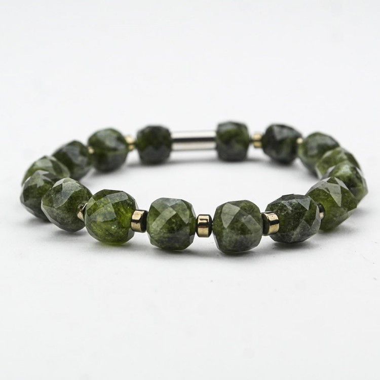 GREEN AGATE LINE RUBBER BRACELET