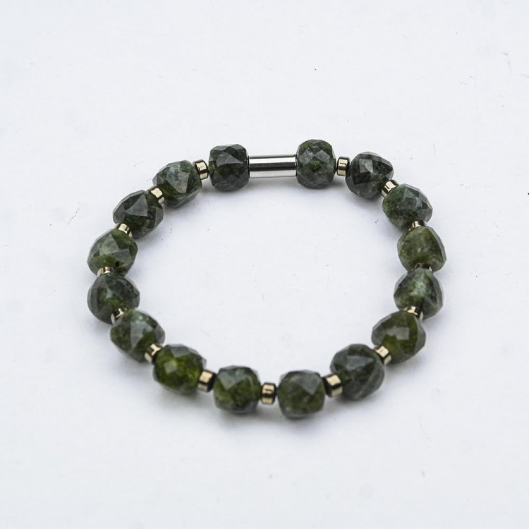 GREEN AGATE LINE RUBBER BRACELET