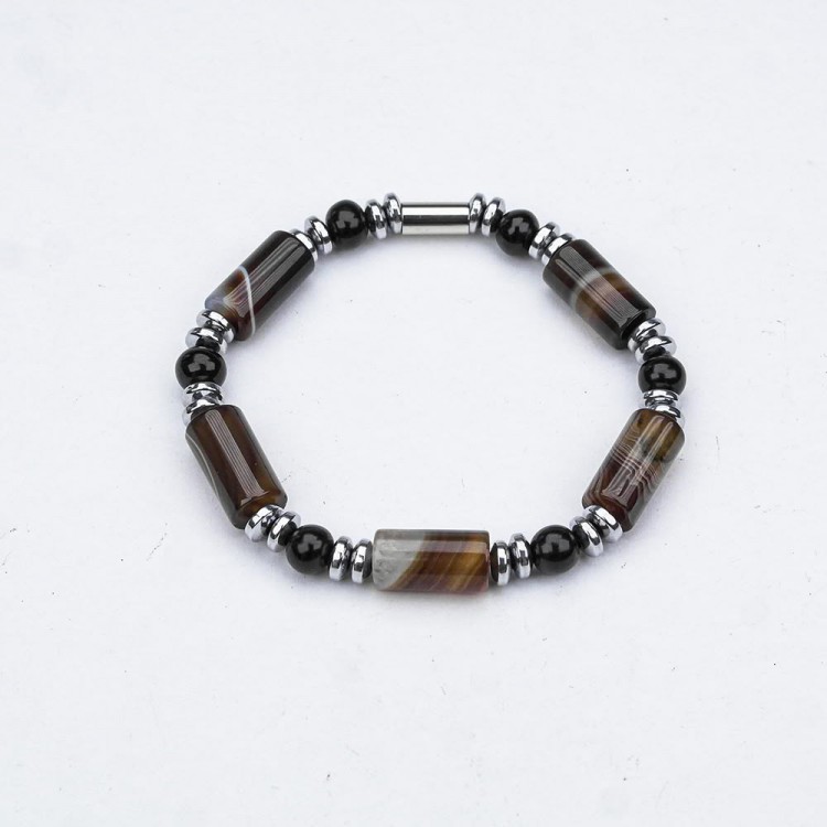 AGATE STONE CUTTING LINE RUBBER BRACELET