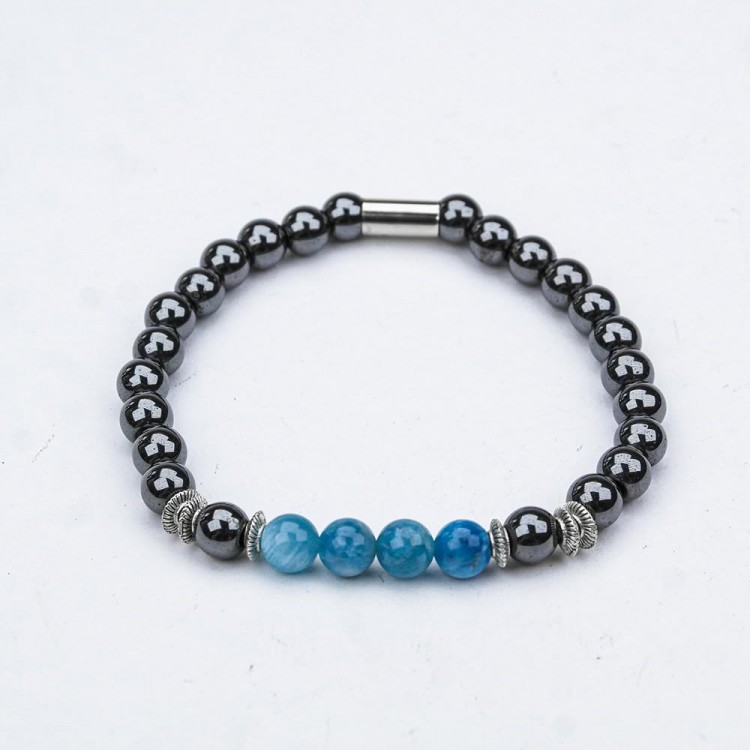 HEMATITE AND AGATE STONE LINE RUBBER BRACELET HEMATITE AND AGATE STONE LINE RUBBER BRACELET