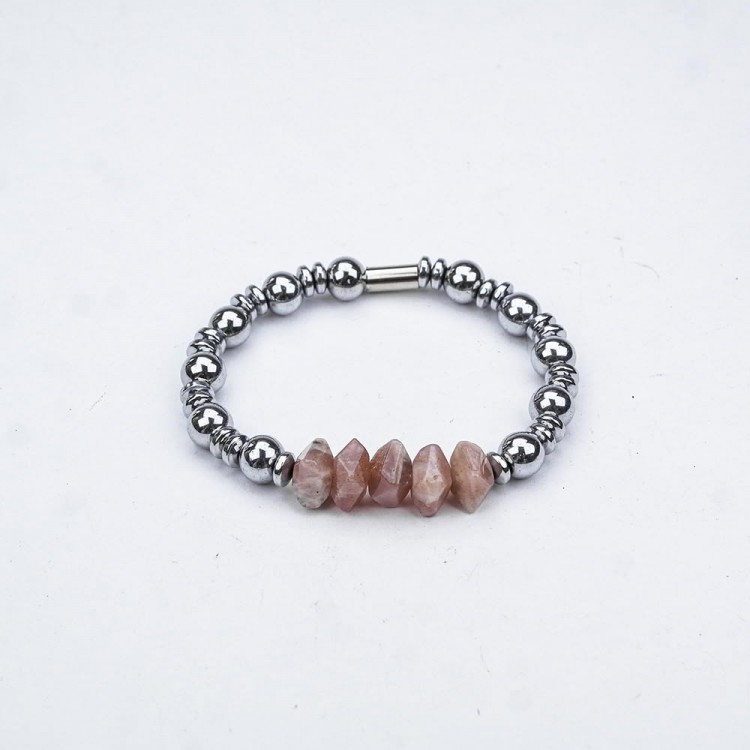 HEMATITE STONE LINE RUBBER BRACELET