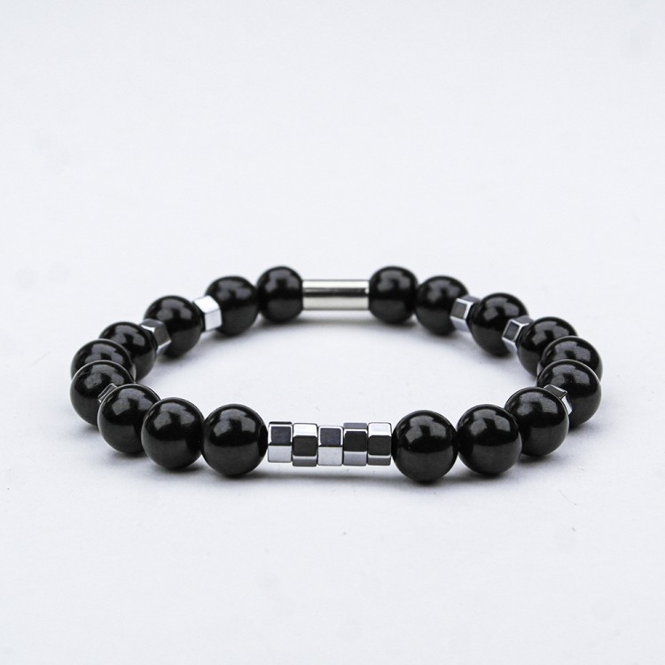 Oltu Stone Hematite Elastic Bracelet