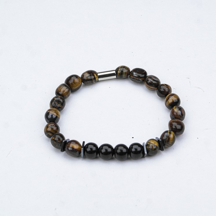 TIGER EYE AND JOLLE STONE LINE RUBBER BRACELET
