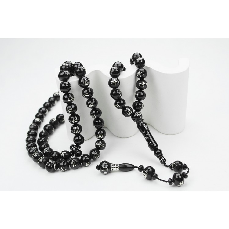 Oltu Stone ALLAH MUHAMMET Arabic Engraved Prayer Rosary Oltu Stone ALLAH MUHAMMET Arabic Engraved Prayer Rosary