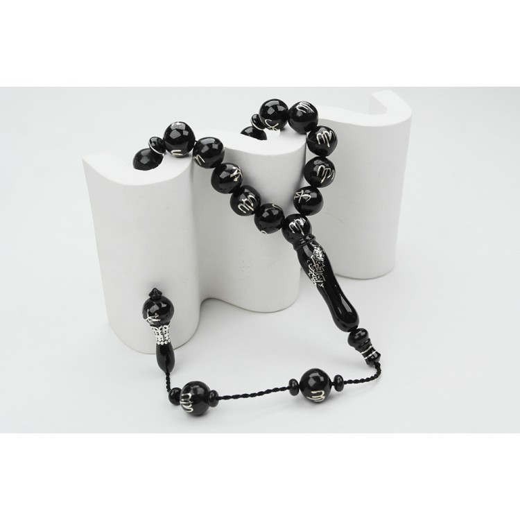 Oltu Stone ALLAH MUHAMMET Arabic Handcrafted Prayer Beads Oltu Stone ALLAH MUHAMMET Arabic Handcrafted Prayer Beads