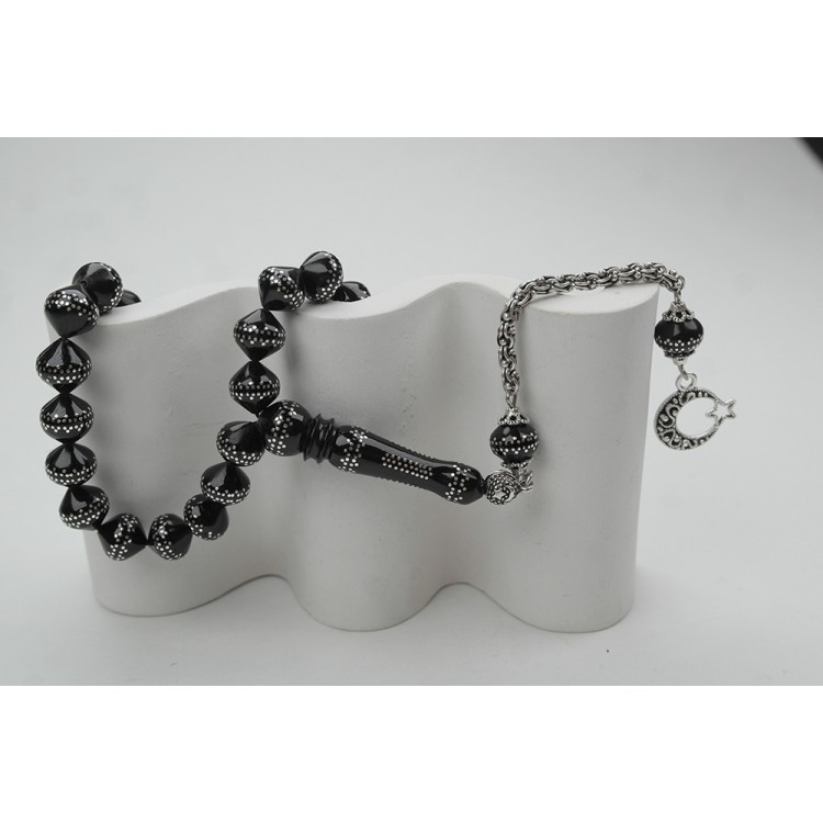 Oltu Stone Turnip Cut Crown Embroidery Rosary Oltu Stone Turnip Cut Crown Embroidery Rosary