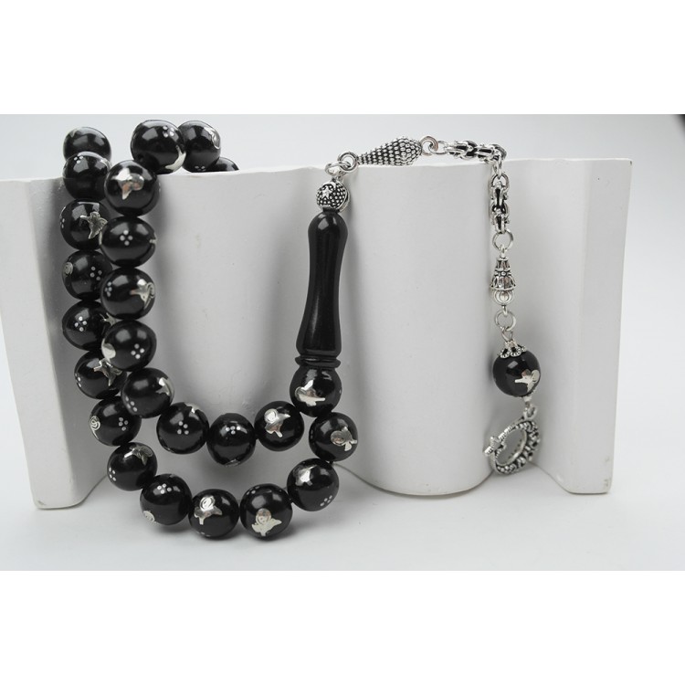 Oltu Pressed Tughra Embroidered Prayer Beads Oltu Pressed Tughra Embroidered Prayer Beads