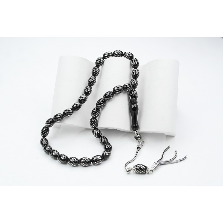 Oltu Stone Beaded Beaded Rosary