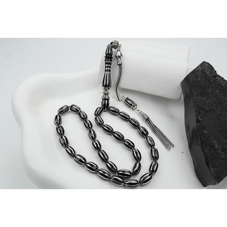 Oltu Stone White Model Eight-Piece Watermelon Embroidered Prayer Beads Oltu Stone White Model Eight-Piece Watermelon Embroidered Prayer Beads