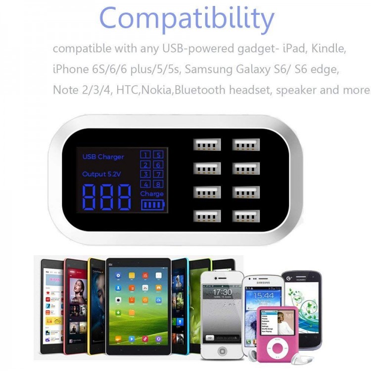 8-Port USB Fast Charging Unit with LCD Screen 8-Port USB Fast Charging Unit with LCD Screen