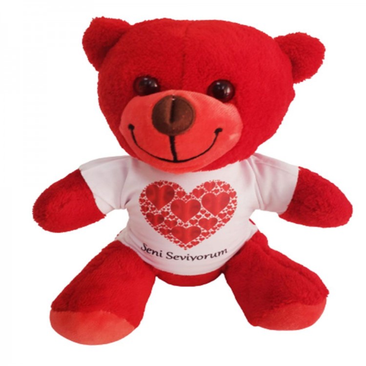Heart-Shaped "I Love You" T-Shirt Wearing Red Bear Heart-Shaped "I Love You" T-Shirt Wearing Red Bear