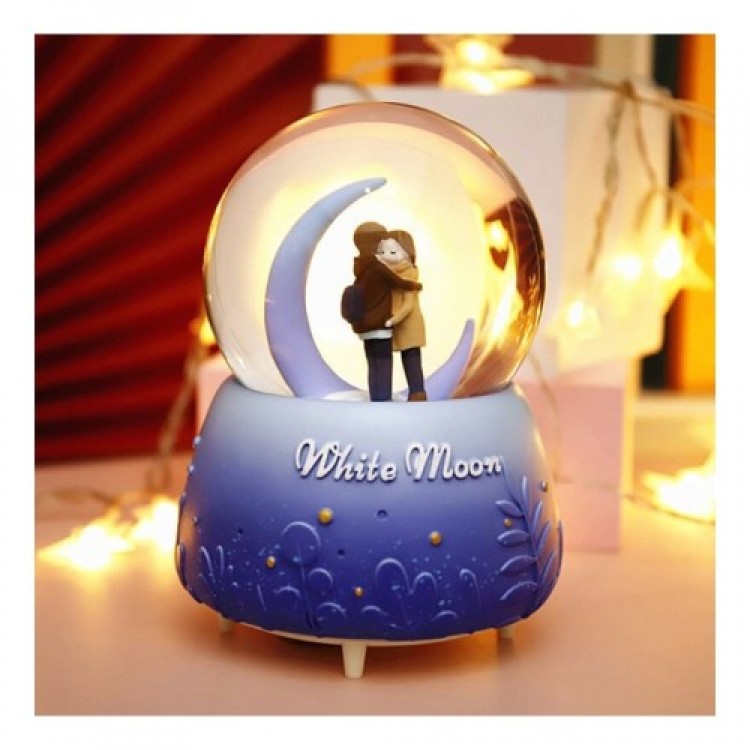 White Moon Snow Globe Medium Size White Moon Snow Globe Medium Size