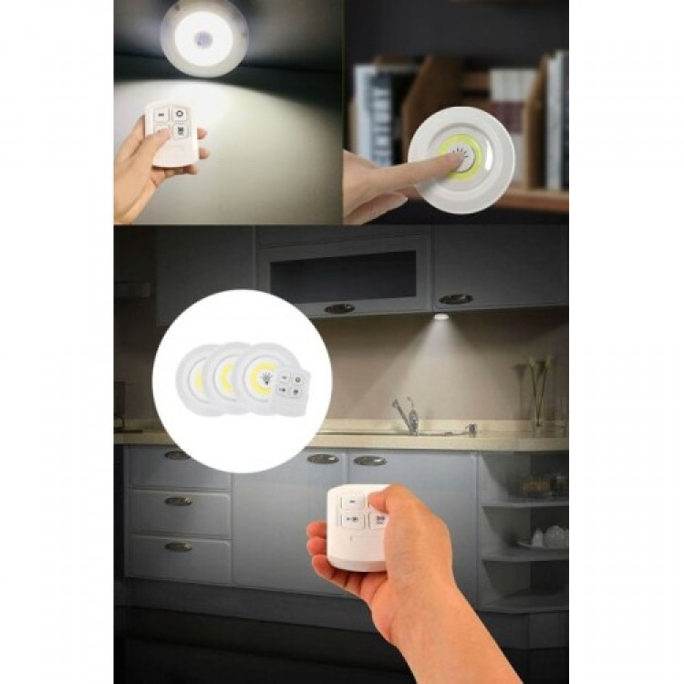 Remote Controlled Adhesive 3-Piece LED Spotlight Remote Controlled Adhesive 3-Piece LED Spotlight