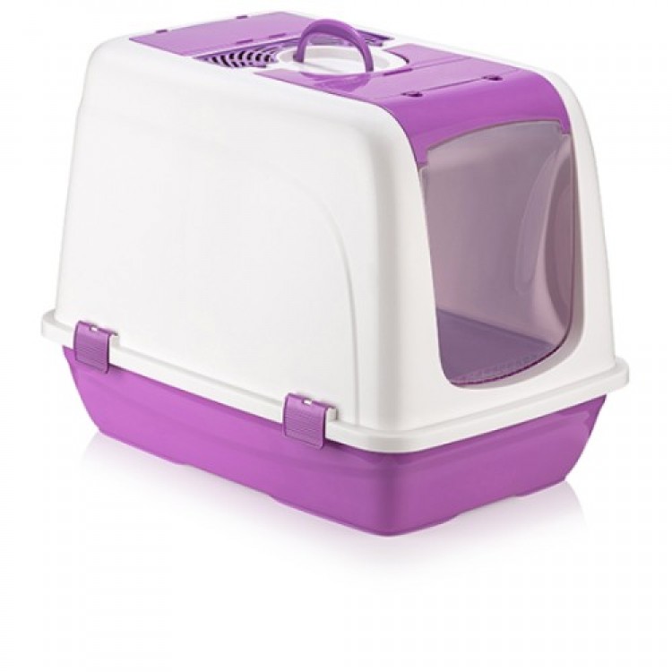 Mikopet Büyük Kapalı Kedi Tuvaleti Mor Mikopet Büyük Kapalı Kedi Tuvaleti Mor
