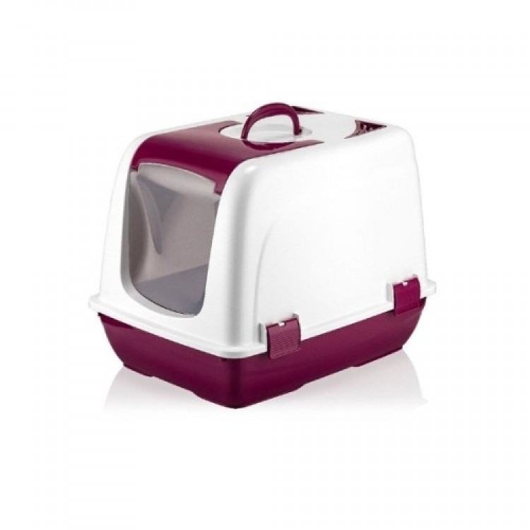 Mikopet Closed Small Cat Toilet Claret Red