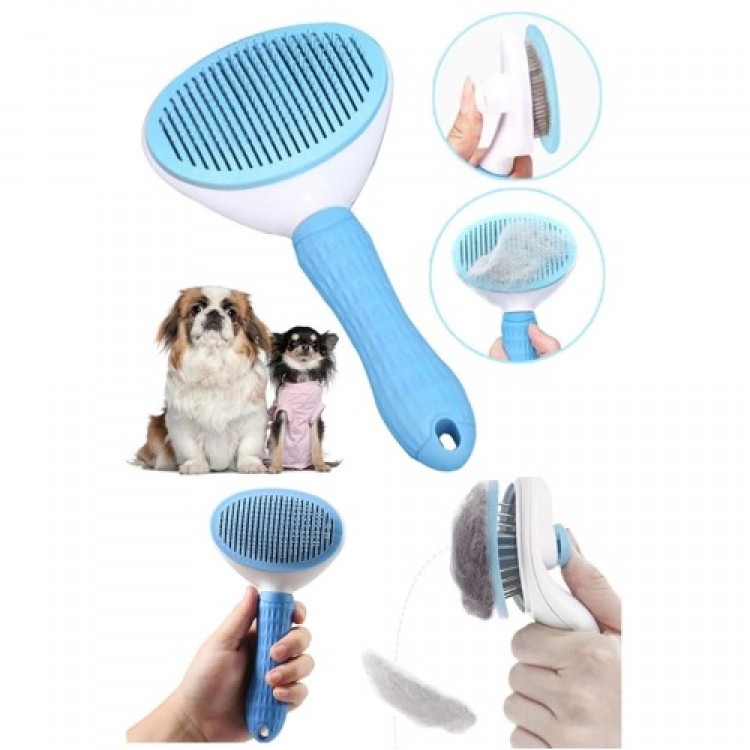 Automatic Cleaning Pet Comb Blue Automatic Cleaning Pet Comb Blue